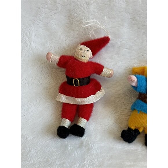 Vintage Lot Of 4 Winter Characters Santa & 3 Winter Woodsmen Small Cloth - Picture 2 of 12